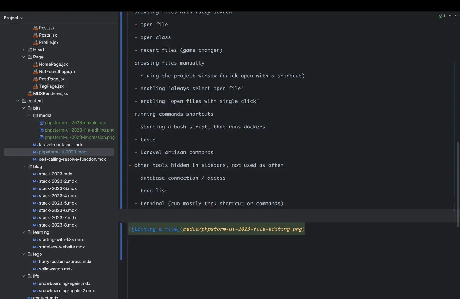 With project window files list